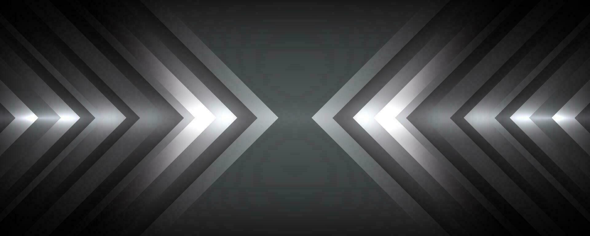 3D black techno abstract background overlap layer on dark space with glowing arrows effect decoration. Modern graphic design element motion style concept for banner, flyer, card, or brochure cover vector