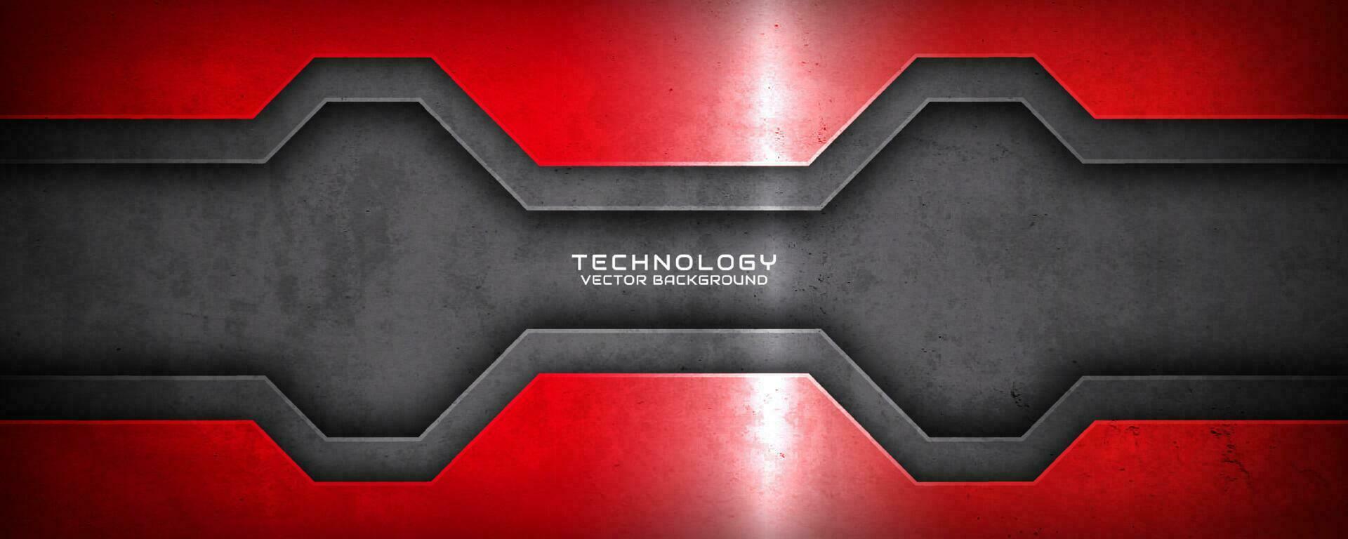 3D red black techno abstract background overlap layer on dark space with rough grunge texture effect. Modern graphic design element cutout style concept for banner, flyer, card, or brochure cover vector