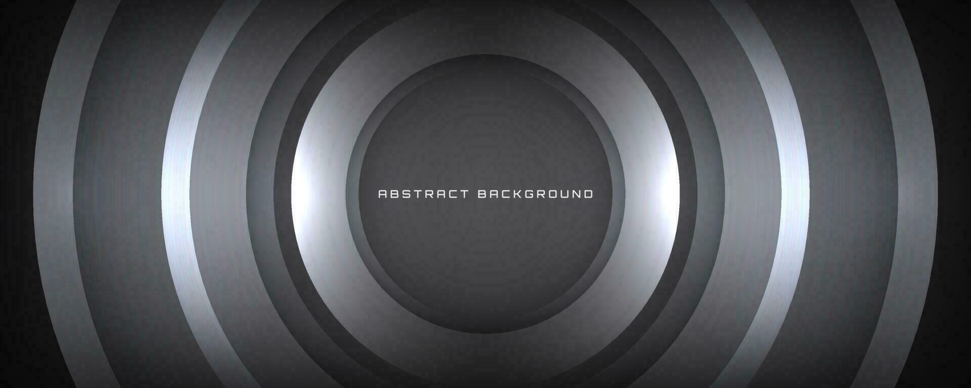 3D black white techno abstract background overlap layer on dark space with glowing circles decoration. Modern graphic design element cutout style concept for banner, flyer, card, or brochure cover vector