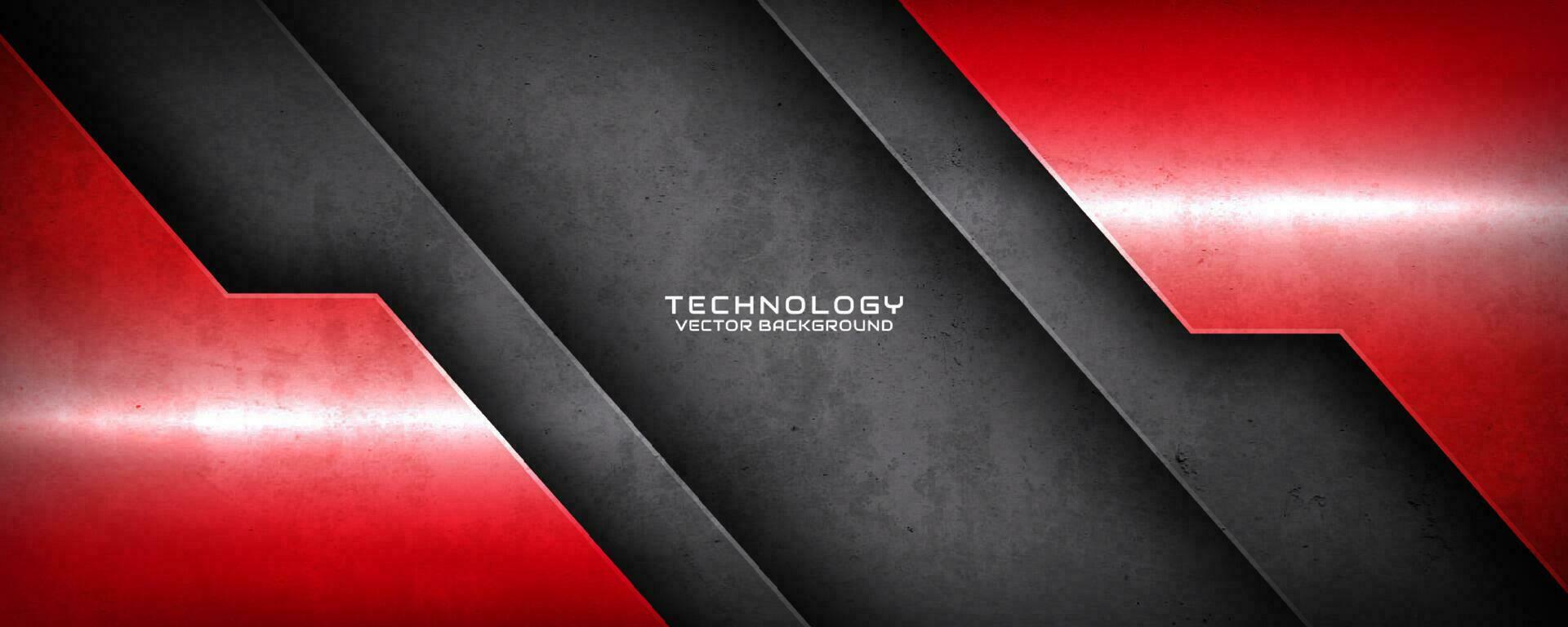 3D red black techno abstract background overlap layer on dark space with rough grunge texture effect. Modern graphic design element cutout style concept for banner, flyer, card, or brochure cover vector