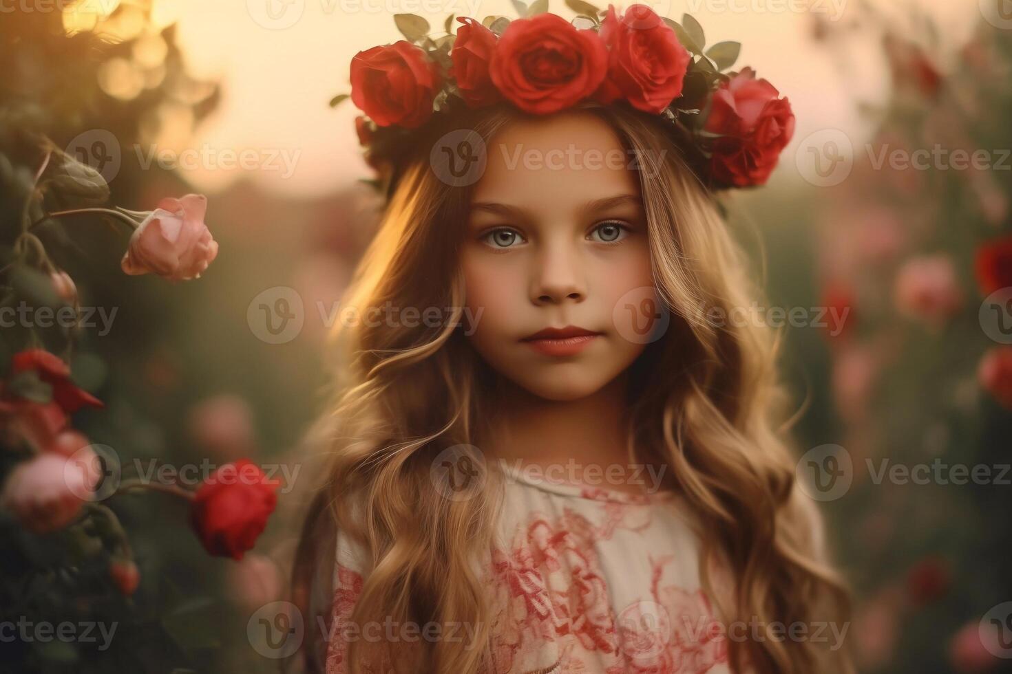 Portrait a beautiful girl with flower ai generate photo