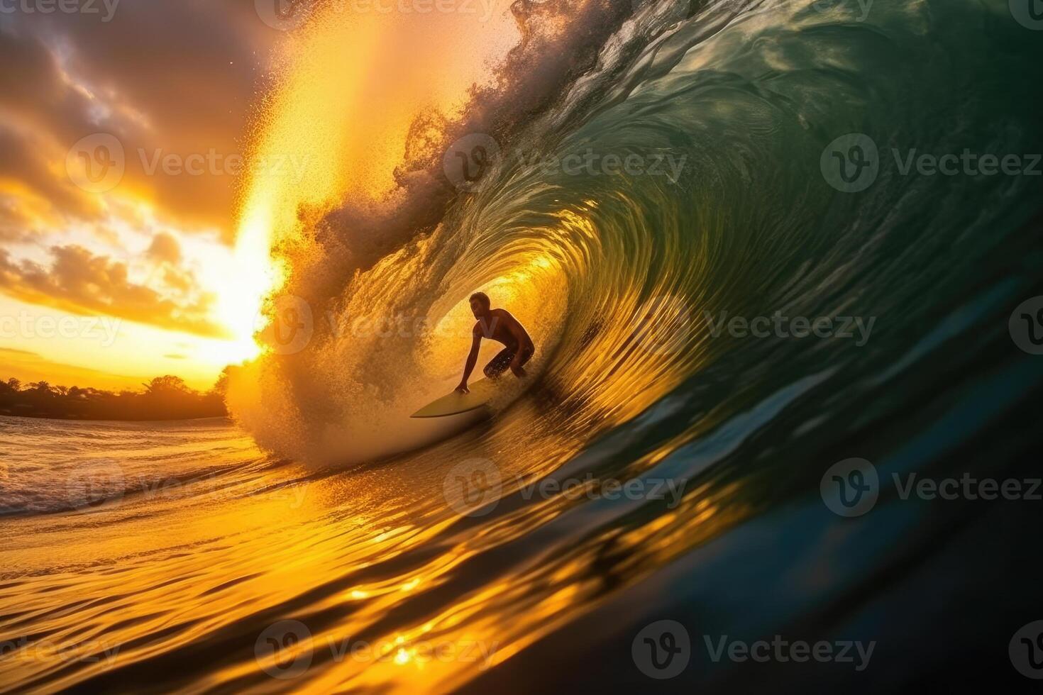 Surfing on the beach with light exposure ai generate photo