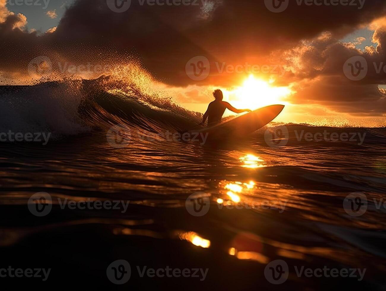 Surfing on the beach with light exposure ai generate photo
