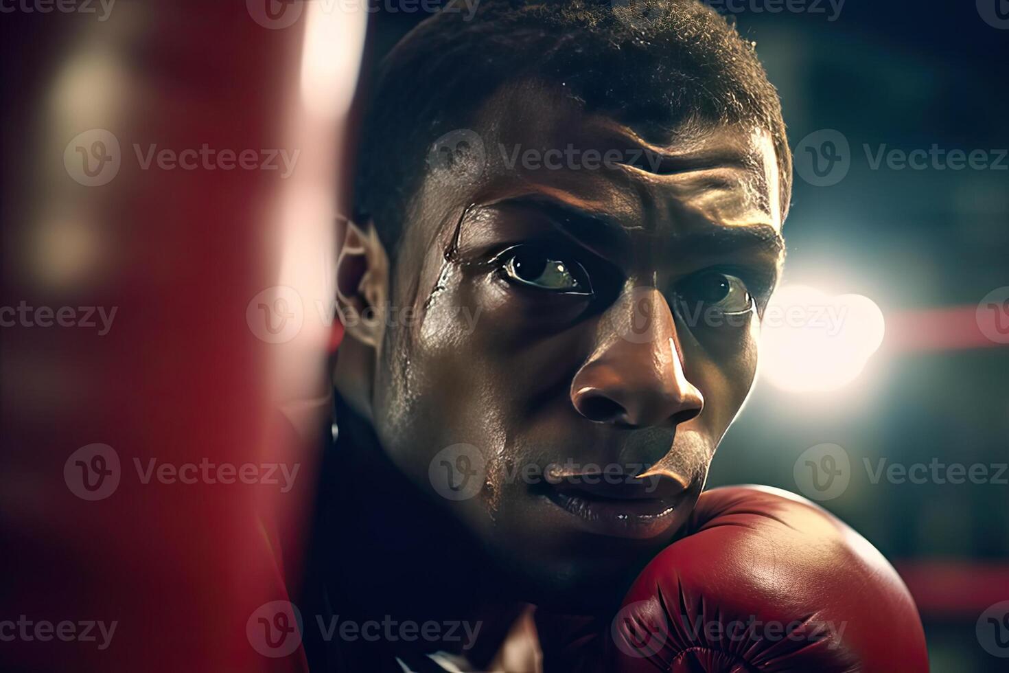 Portrait close up boxer in the ring ai generate photo