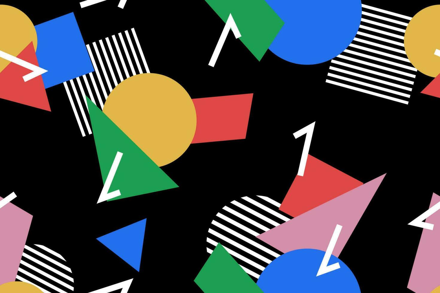 Memphis seamless pattern. Retro style 80s-90s. Abstract geometric shapes in memphis style. Vector Illustration.