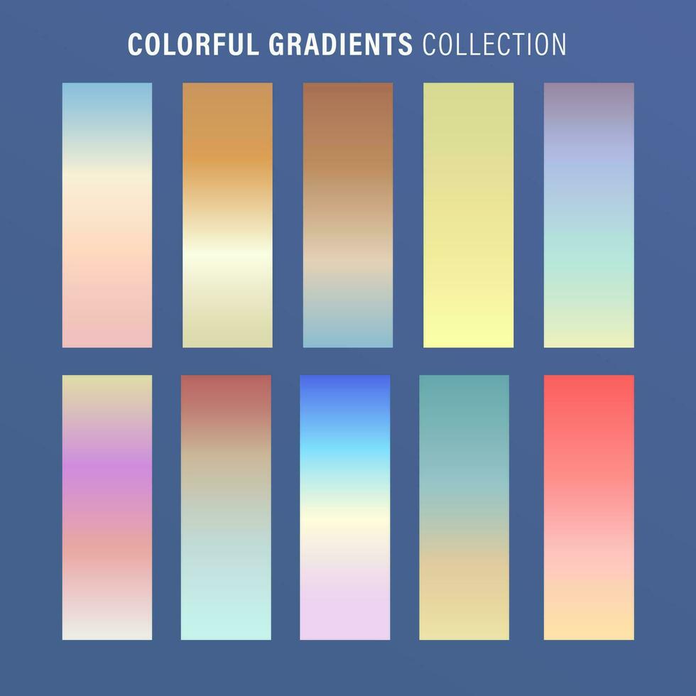 Vibrant colorful gradients pallete. An example of a bright color swatches. vector