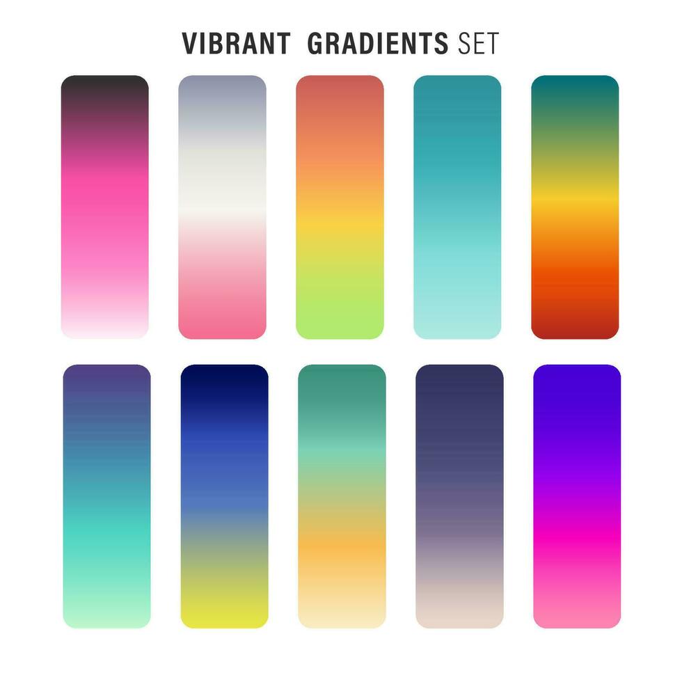 Vibrant colorful gradients pallete. An example of a bright color swatches. vector