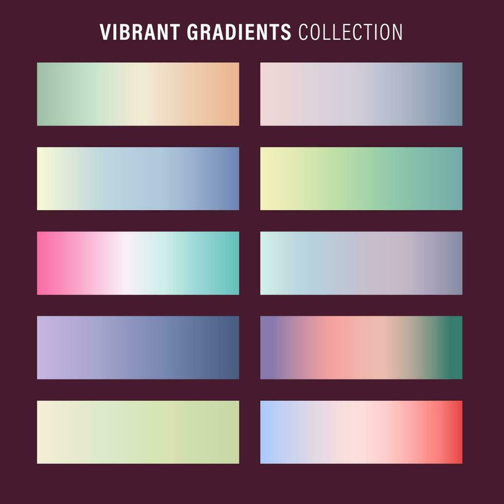 Vibrant colorful gradients pallete. An example of a bright color swatches. vector