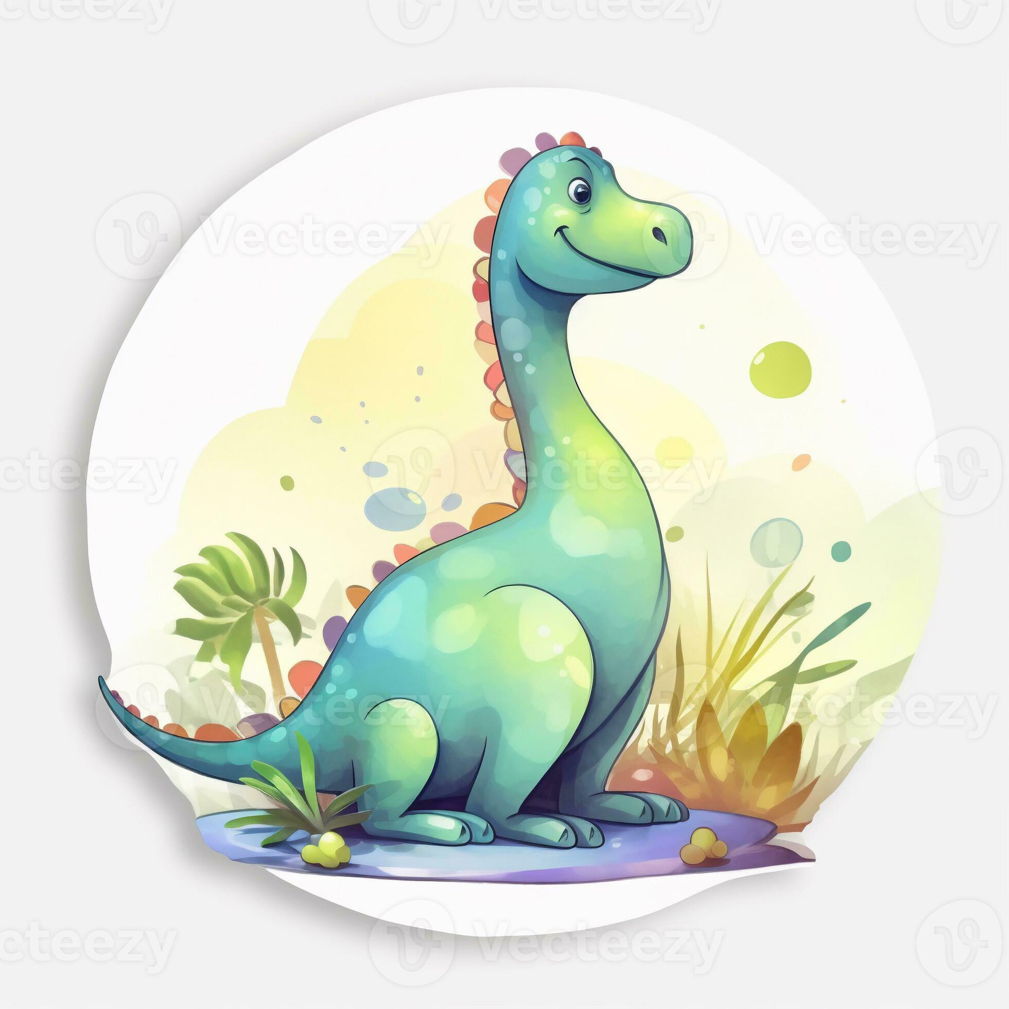 Dinosaur sticker character design 2D ai generate 23829894 Stock Photo