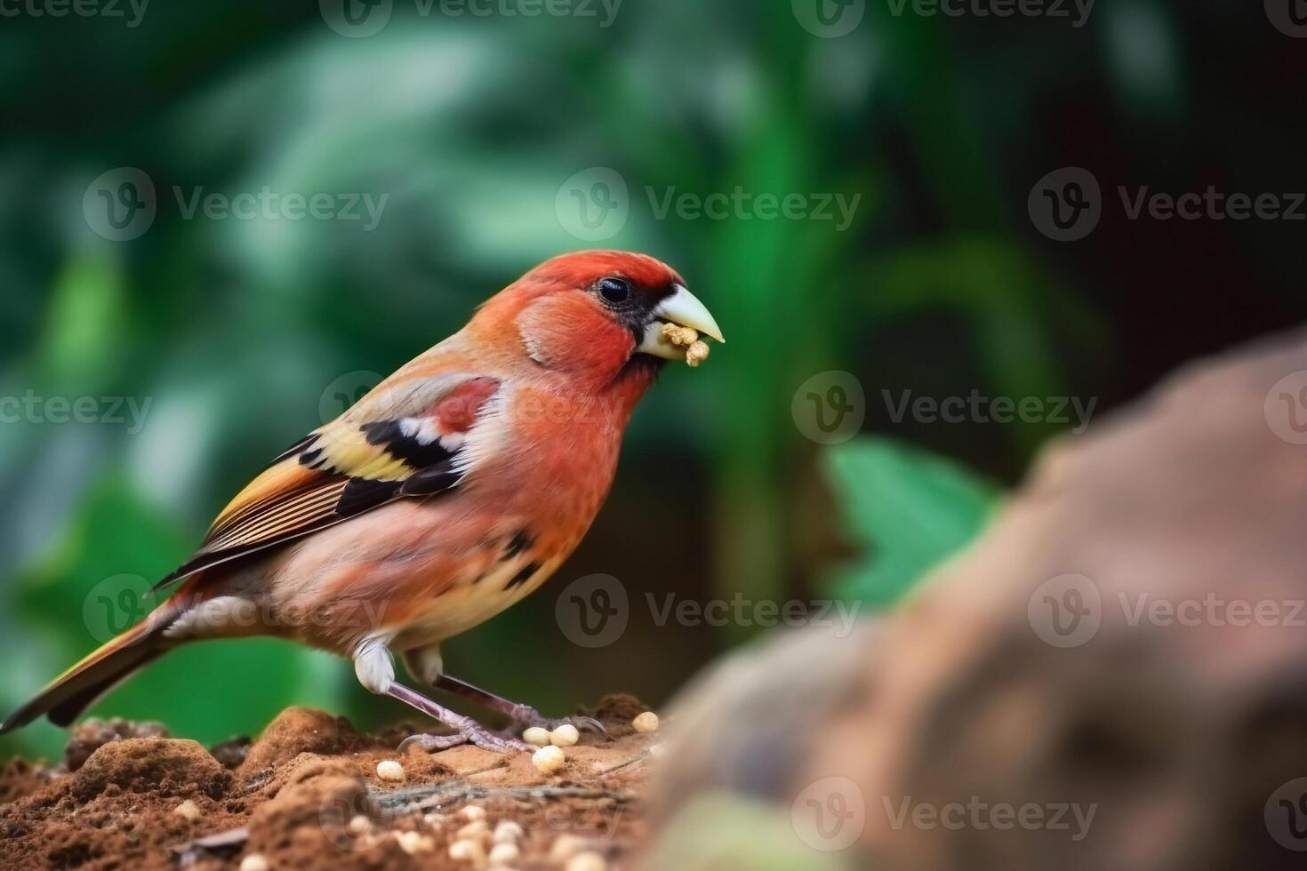 Red robin on the ground ai generate photo