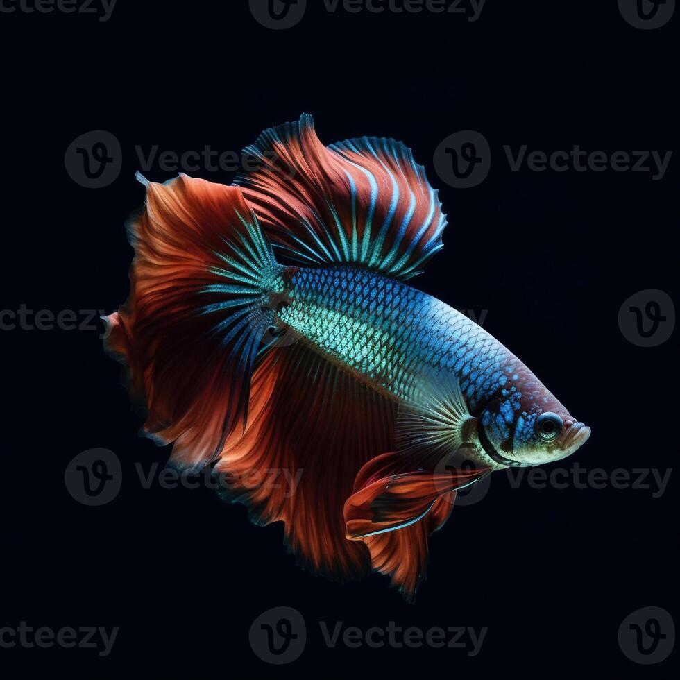 Portrait betta fish isolated on black ai generate photo