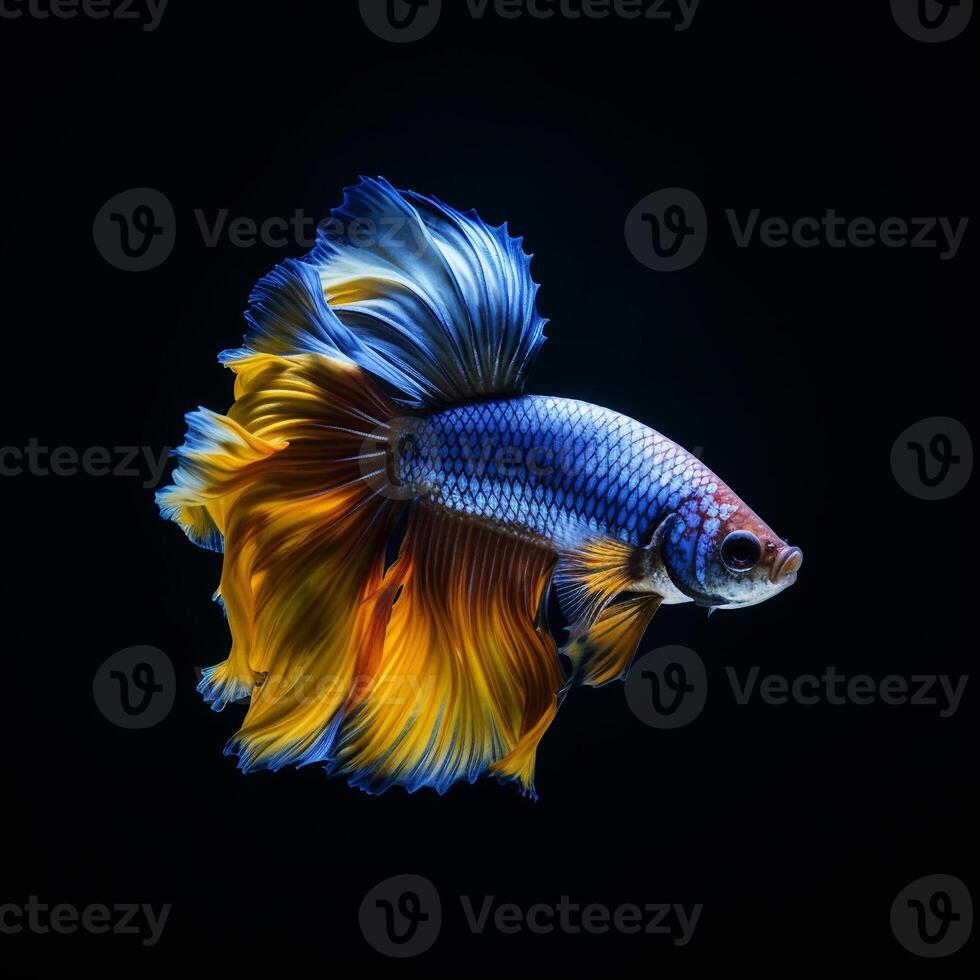 Portrait betta fish isolated on black ai generate photo
