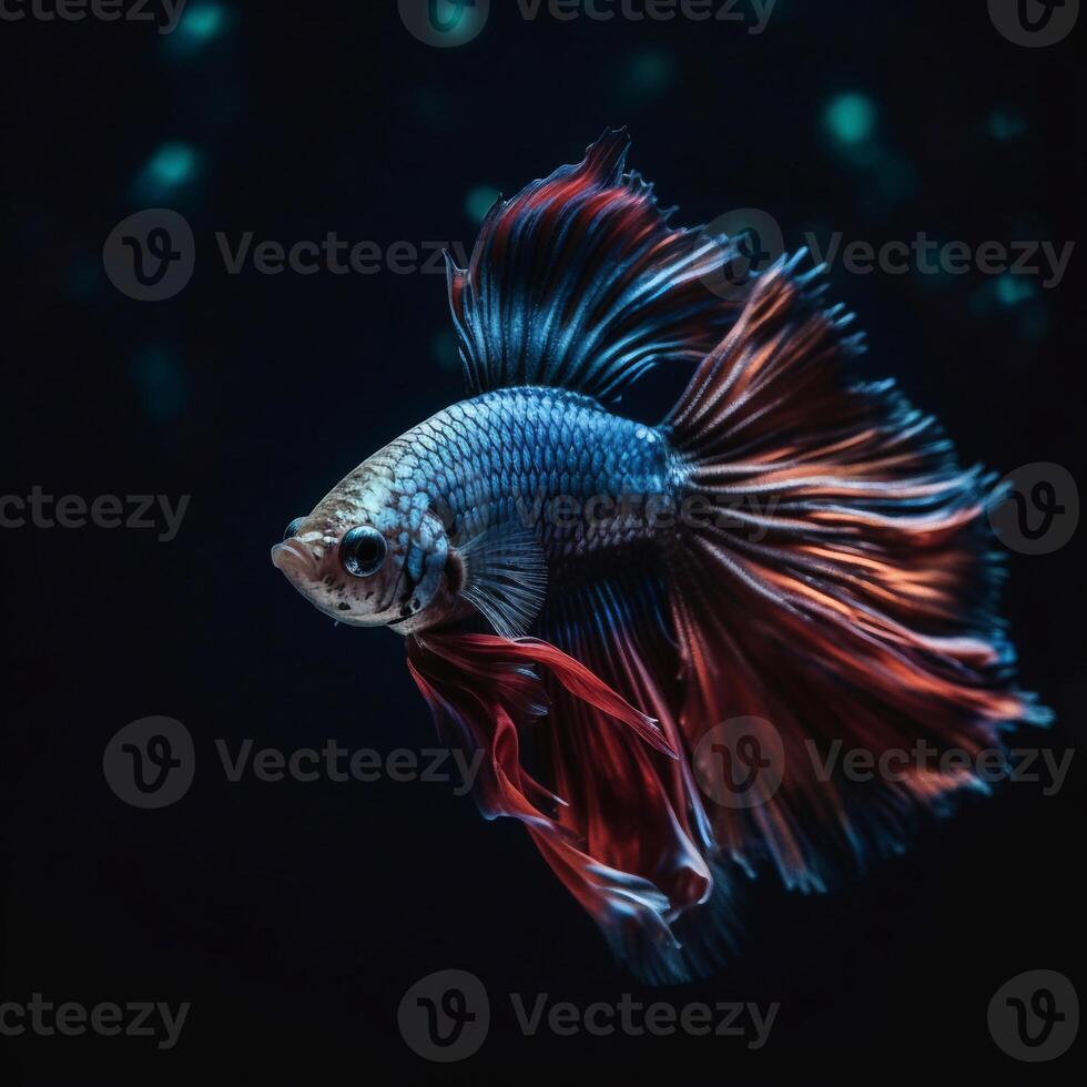 Portrait betta fish isolated on black ai generate photo
