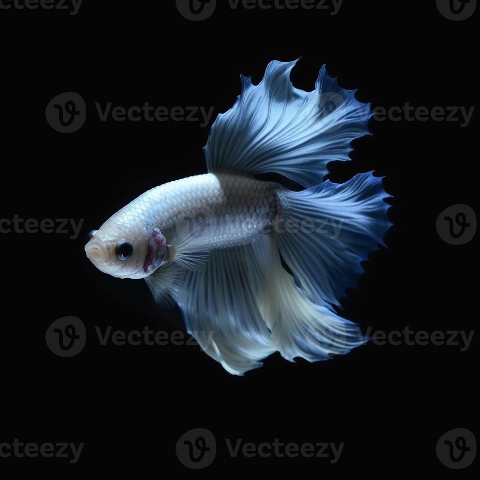 Portrait betta fish isolated on black ai generate photo