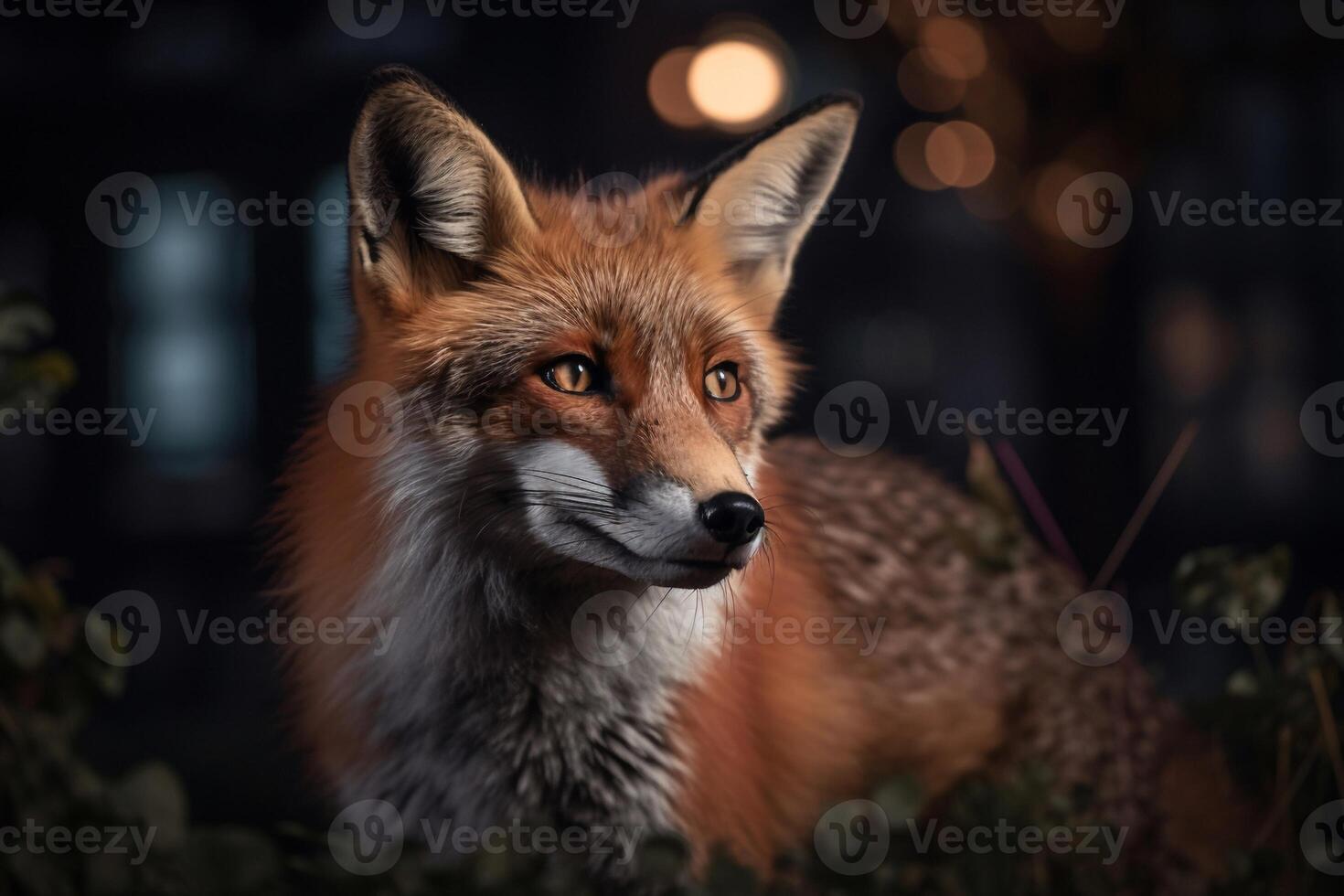 Portrait red fox on the forest ai generate photo