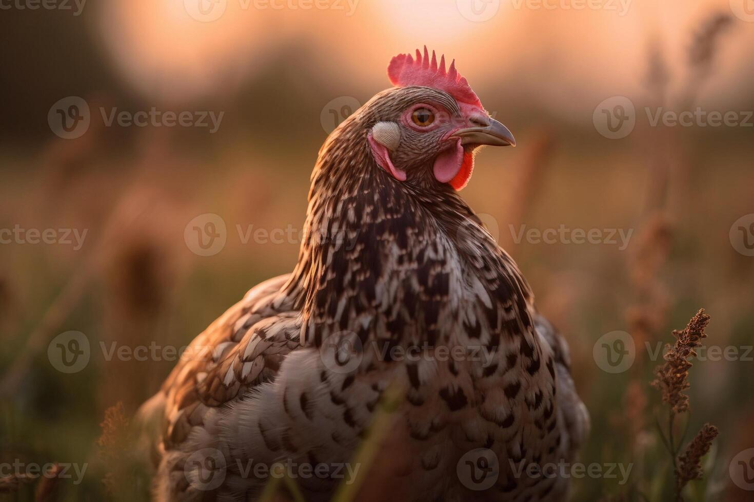 Broiler in the meadow ai generate photo