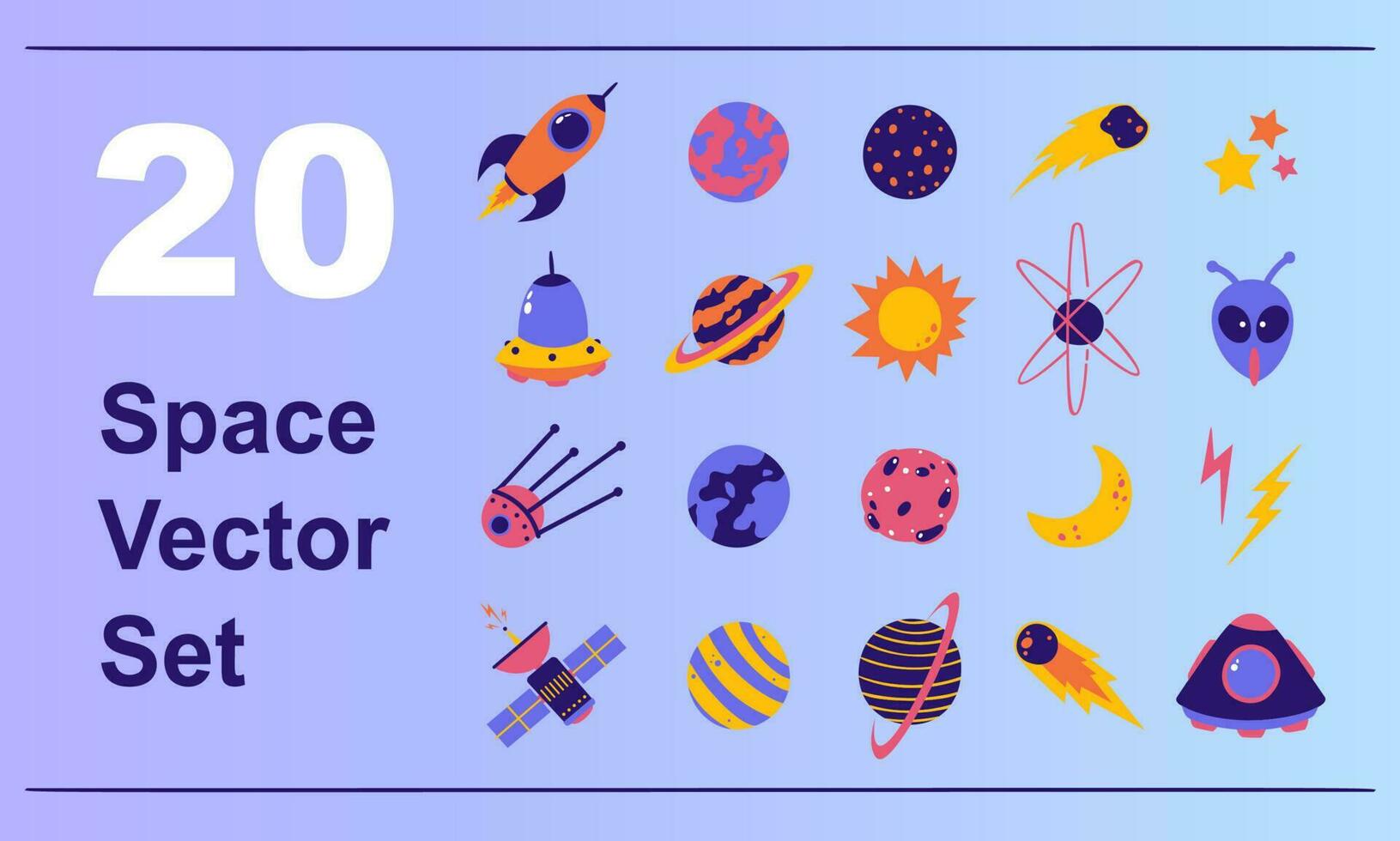 Colorful Space Flat Vector Set or Pack