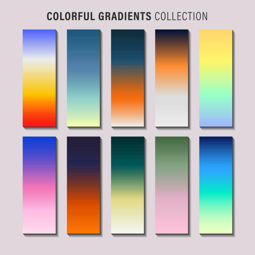 Vibrant colorful gradients pallete. An example of a bright color swatches. vector