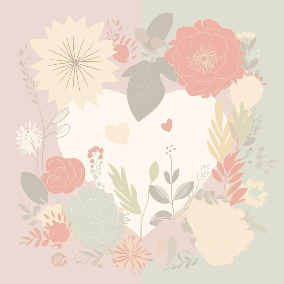 vector illustration Card for mother's day, pastel colors, floral background. There is space to write greetings.