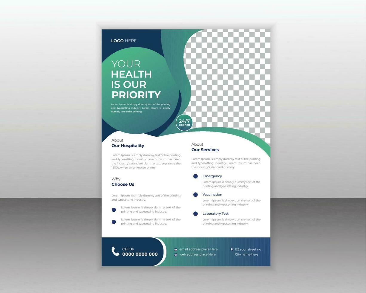 Medical flyer design template for your business with abstract shapes and a4 size vector