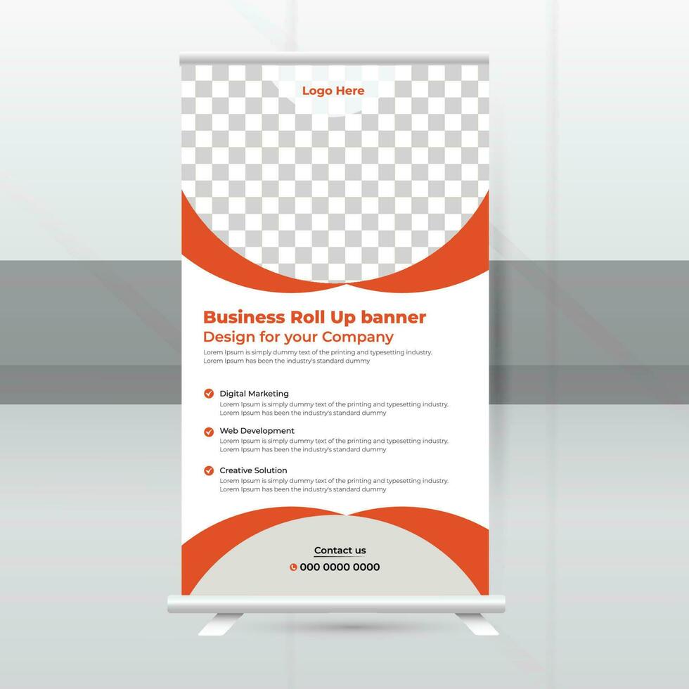 Business Roll-Up Standee Design. Banner Template, pop-up stand, Trending banner design for your company vector