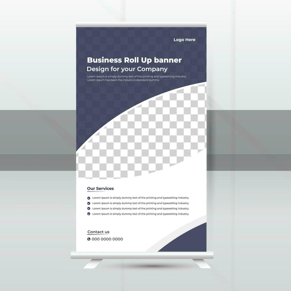 Business Roll-Up Standee Design. Banner Template, pop-up stand, Trending banner design for your company vector