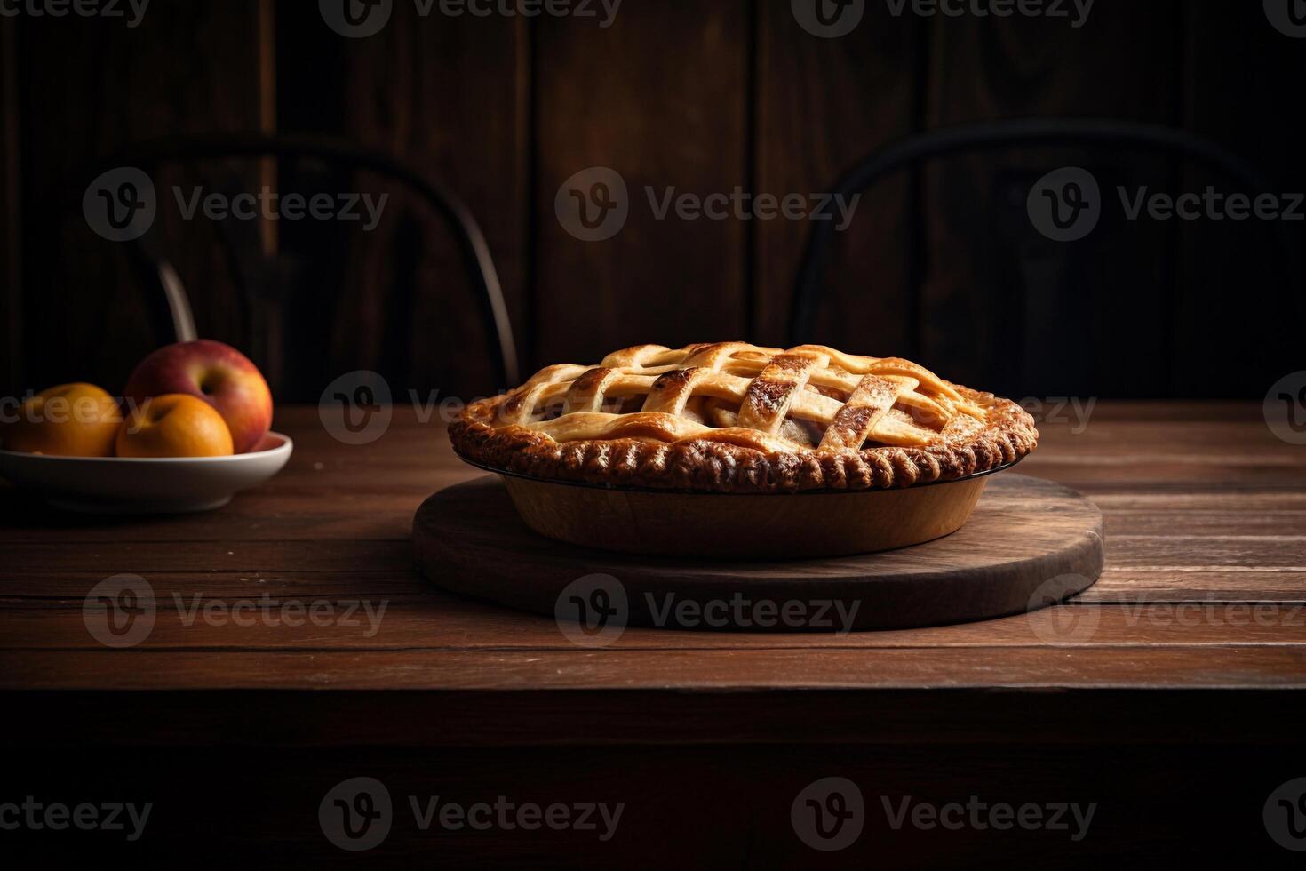 Delicious fruit pie on the table ai generate photo