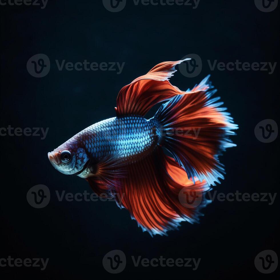 Portrait betta fish isolated on black ai generate photo