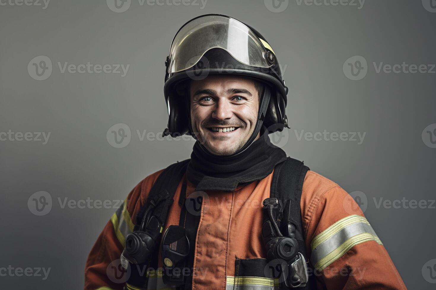 Portrait fireman smiling confident ai generate photo