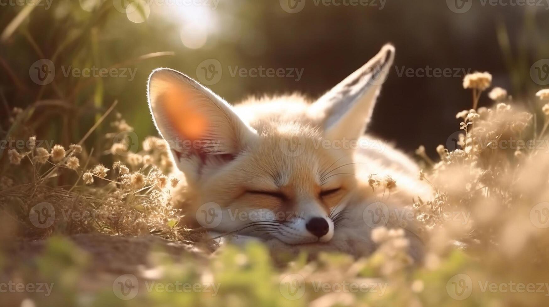 Portrait fox on the forest with light exposure ai generate photo