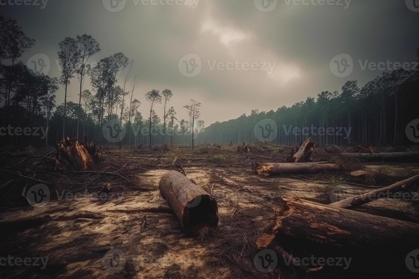 Portrait dryness damaged forest ai generate photo