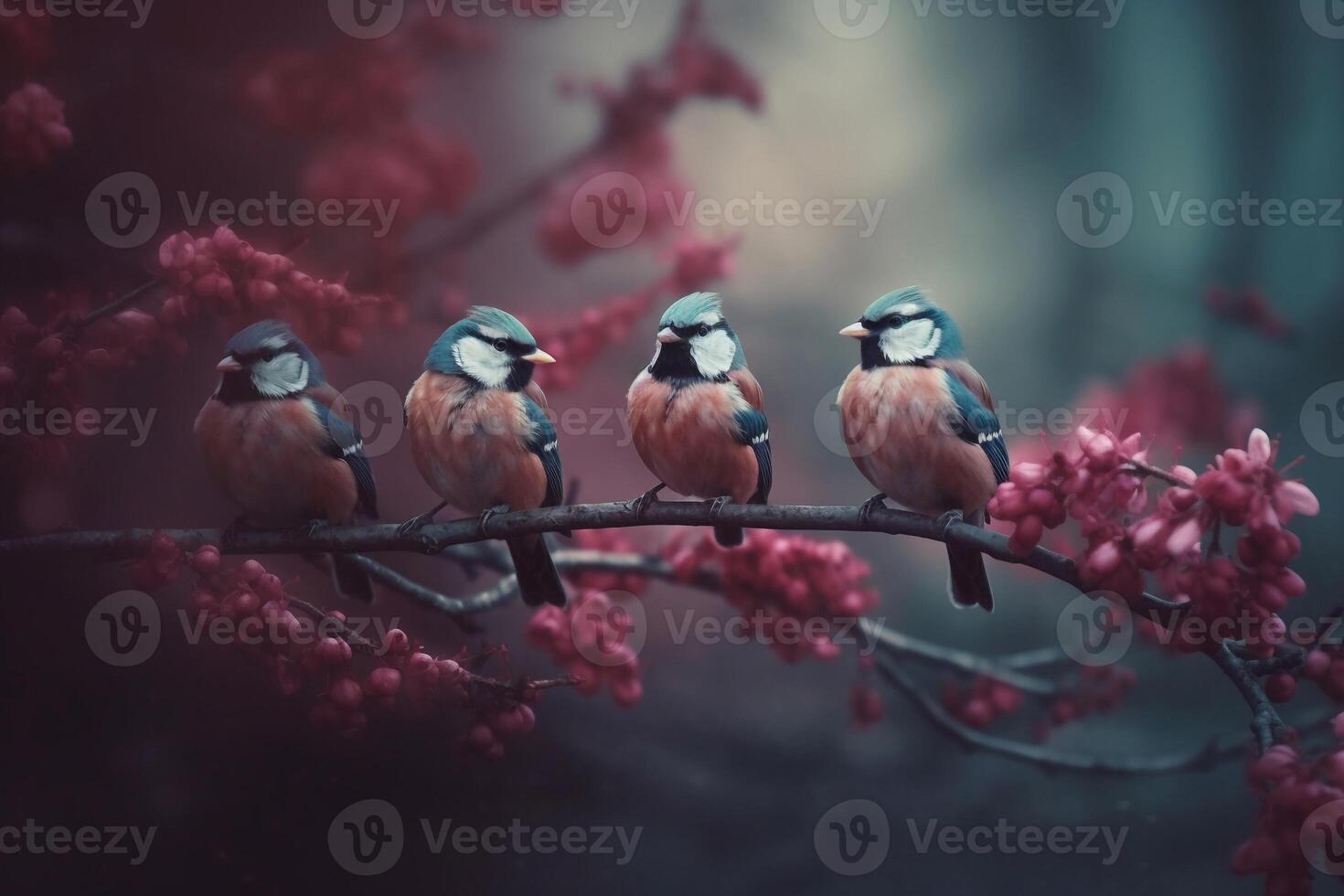 Portrait bird on the branch ai generate photo