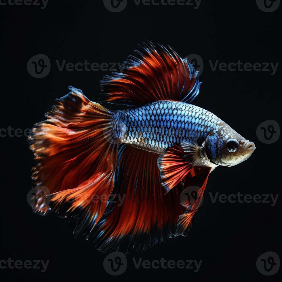 Portrait betta fish isolated on black ai generate photo