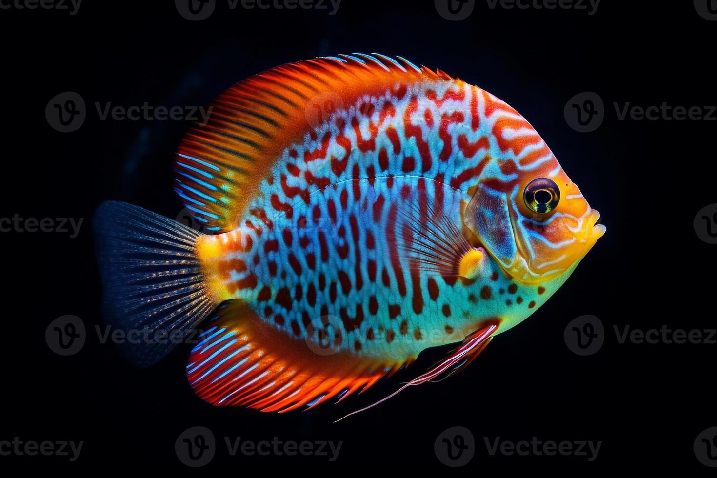 Portrait beautiful fish isolated on black ai generate photo
