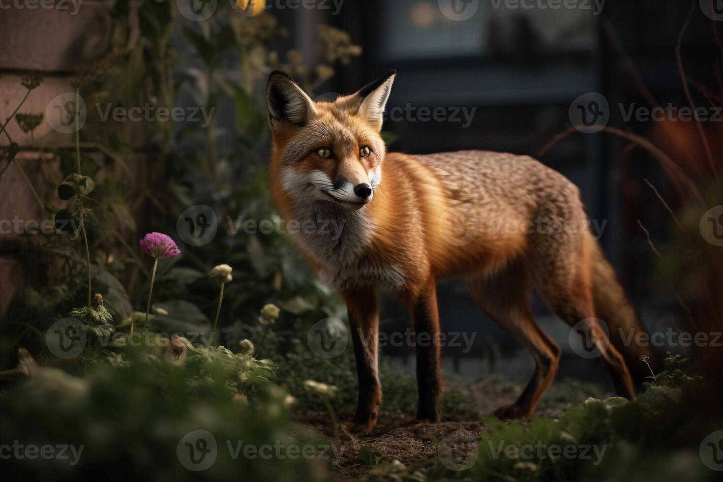 Portrait red fox on the forest ai generate photo