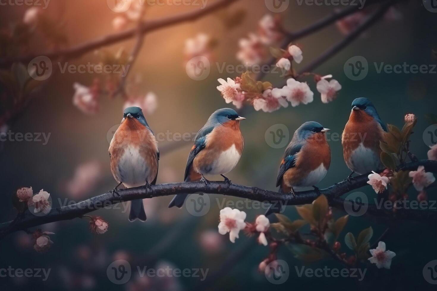 Portrait bird on the branch ai generate photo