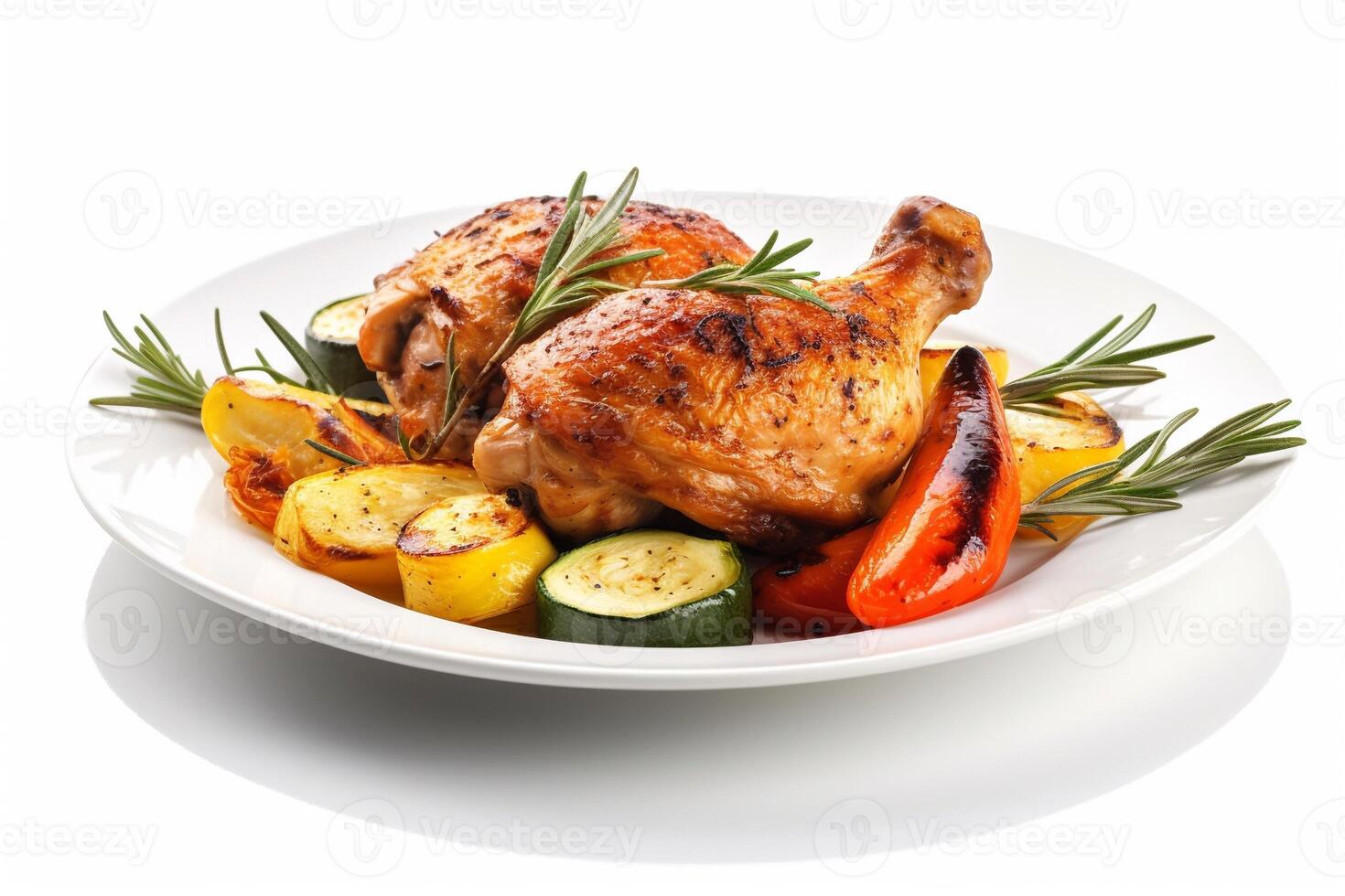 Grilled chicken on the plate ai generate photo