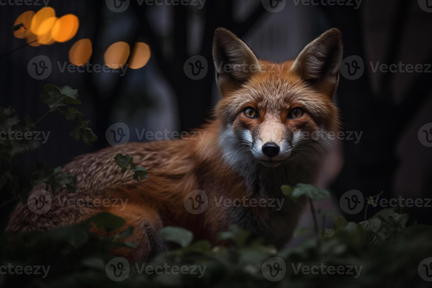 Portrait red fox on the forest ai generate photo