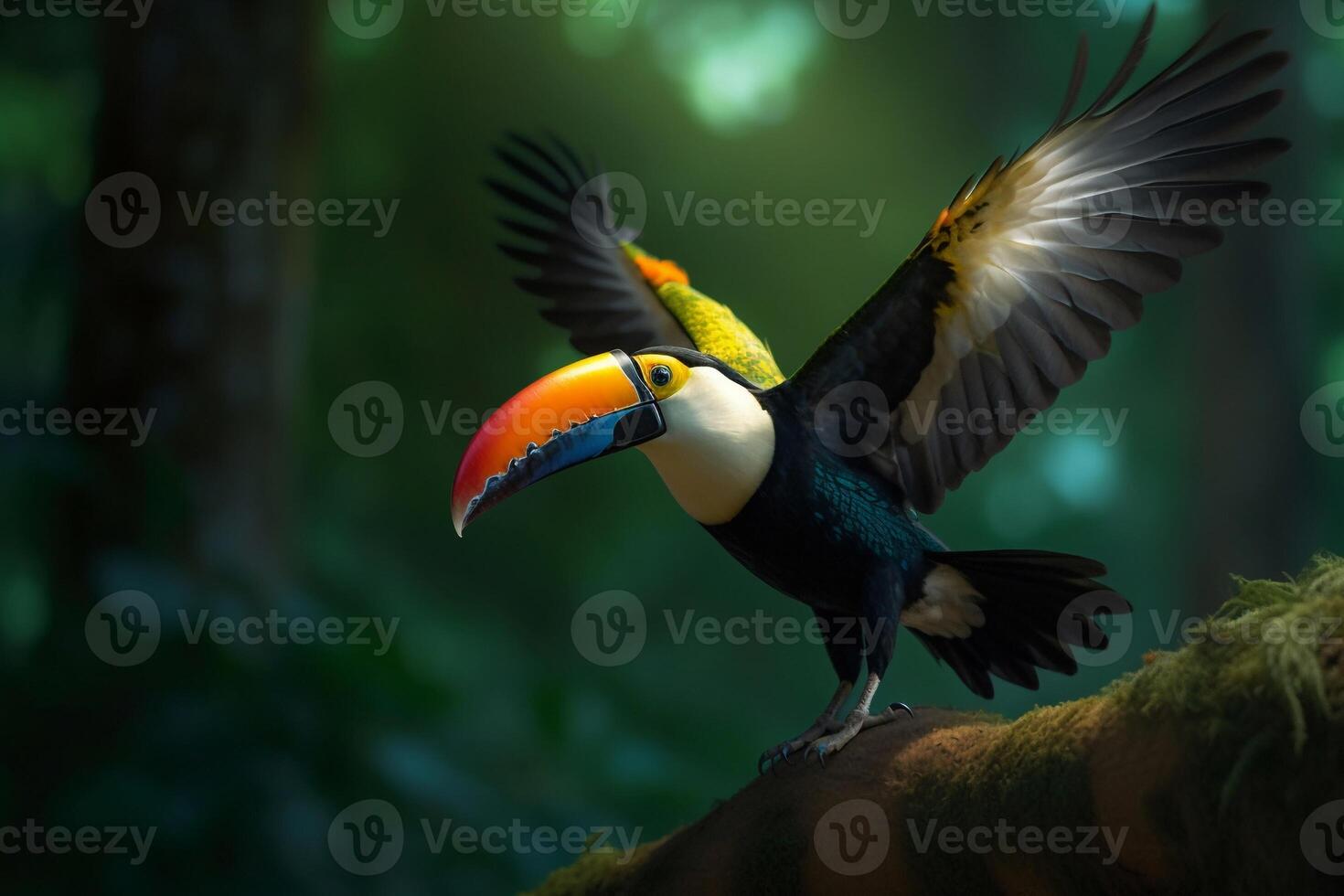 Portrait Toucan bird on the forest ai generate photo