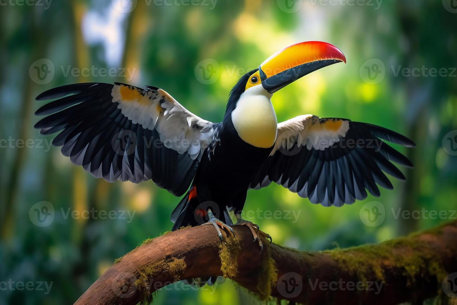 Portrait Toucan bird on the forest ai generate photo