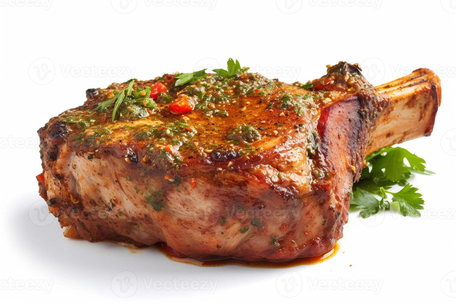 Grilled beef on the plate isolated on white ai generate photo