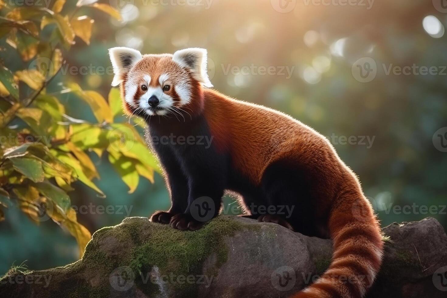 Portrait weasel on the forest ai generate photo