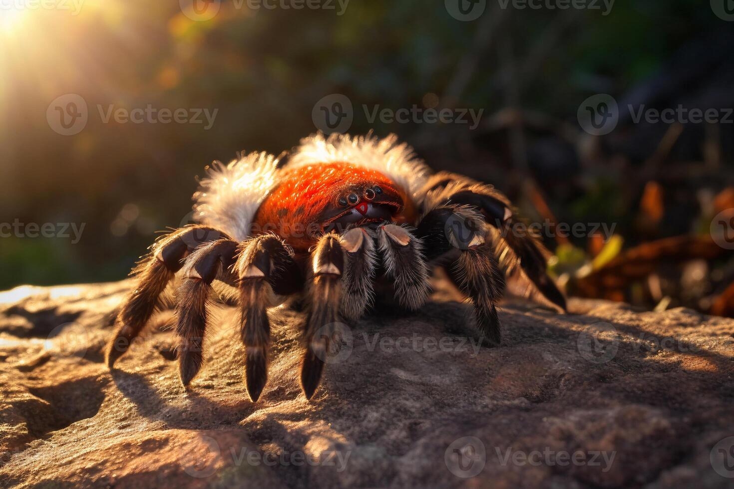 Portrait tarantula on the stone and ground ai generate photo