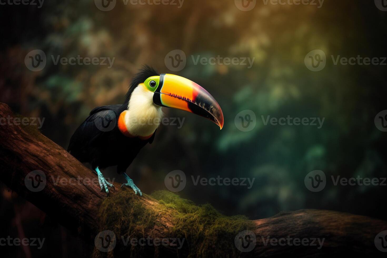 Portrait Toucan bird on the forest ai generate photo
