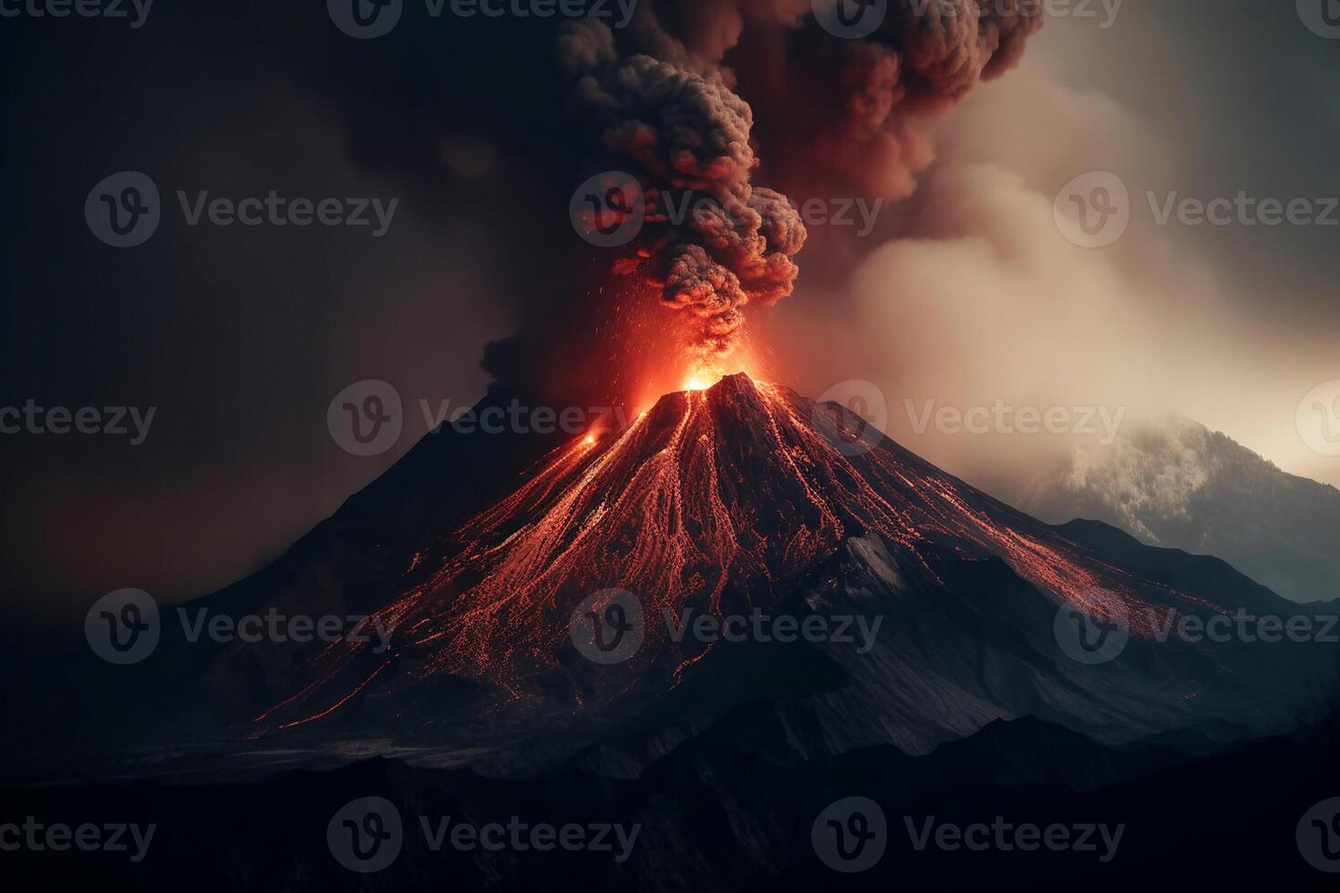 Portrait erupting volcano ai generate photo