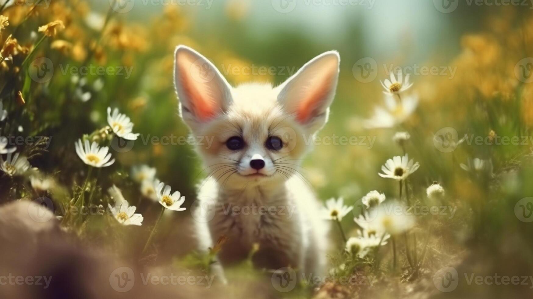 Portrait fox on the forest with light exposure ai generate photo