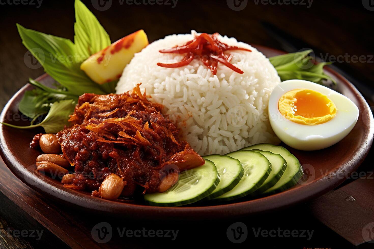 Mixed rice with chicken slice ai generate photo