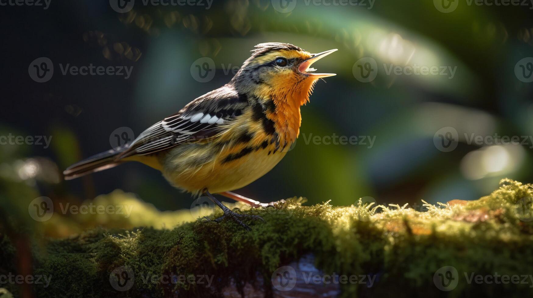 Beautiful bird on the forest ai generate photo