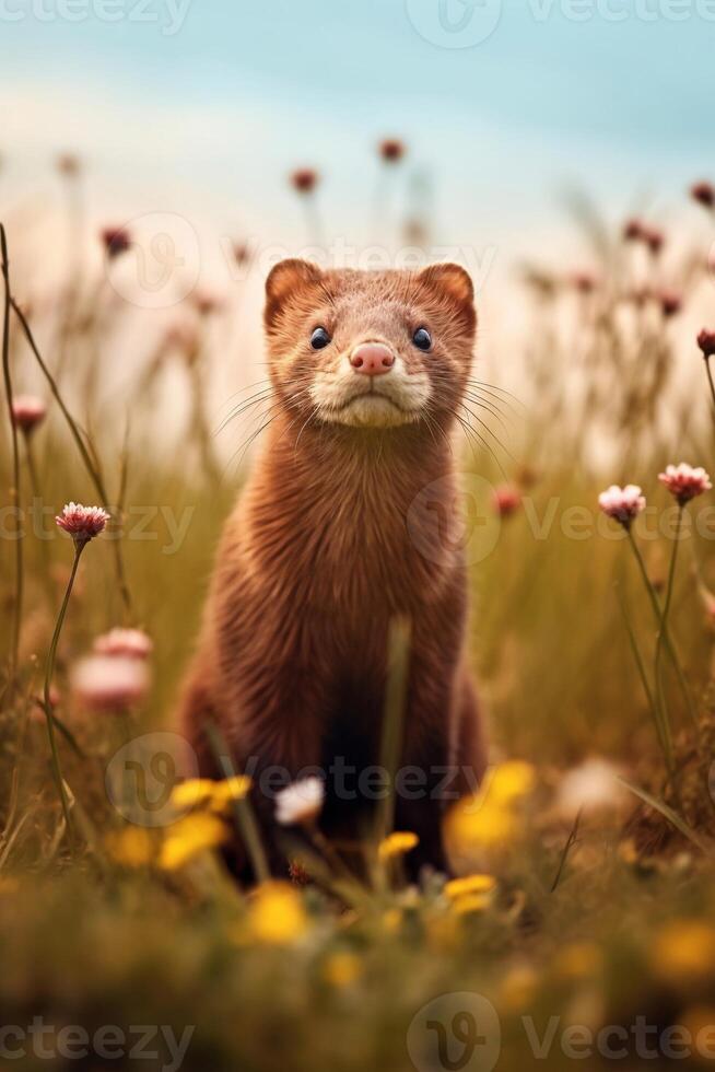 Portrait a beaver on the lake ai generate photo