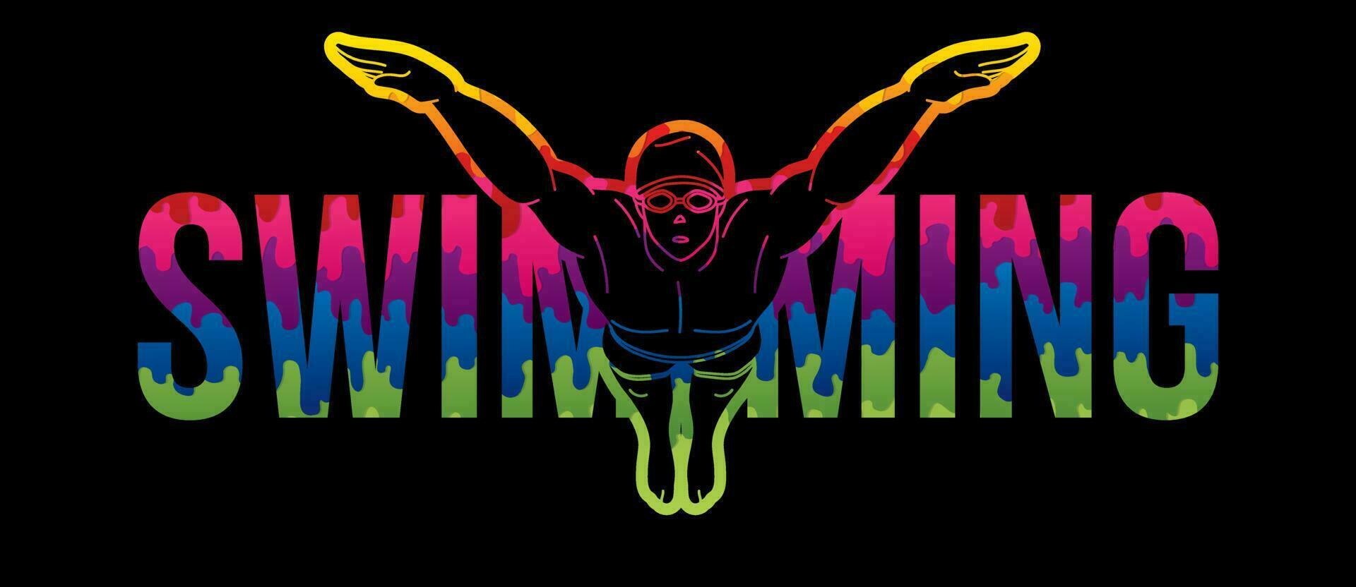 Swimming Sport Text Font Design Cartoon Graphic Vector